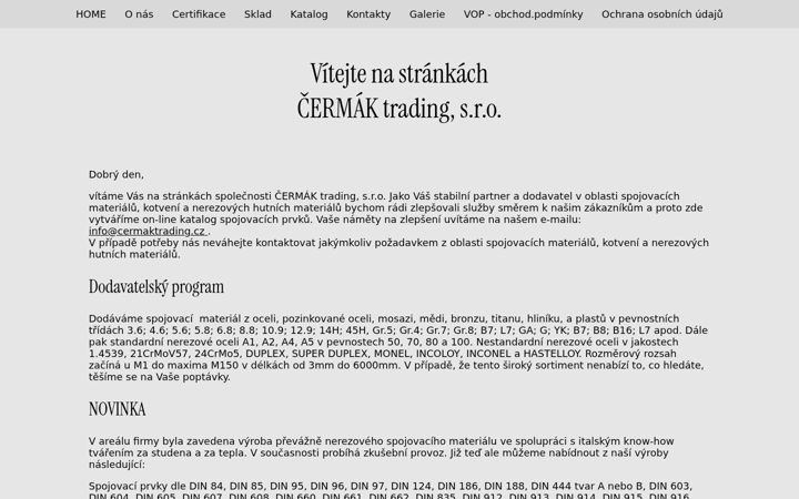 Ekrano kopija cermaktrading.cz