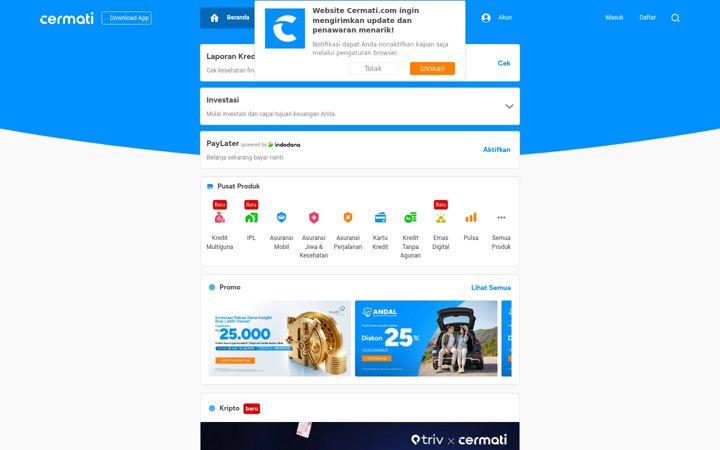 Screenshot of cermati.com