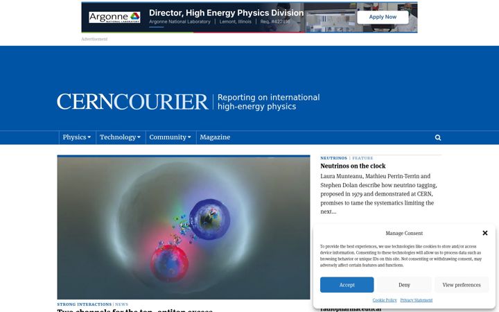 Screenshot of cerncourier.com