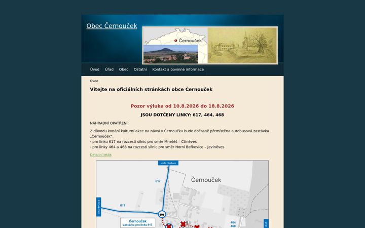 Ekrano kopija cernoucek.cz