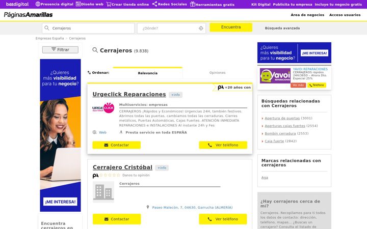Capture d'écran de cerrajeria-cerrajero.es