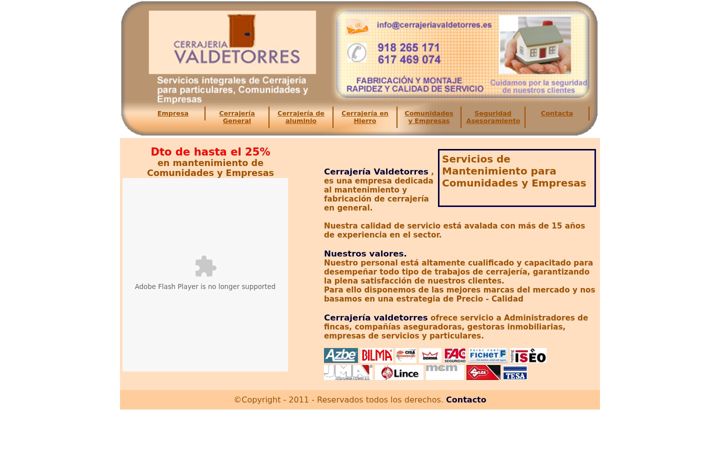 Screenshot του cerrajeriavaldetorres.es