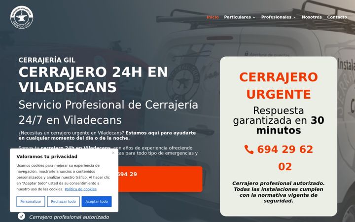 Screenshot του cerrajero24hviladecans.es