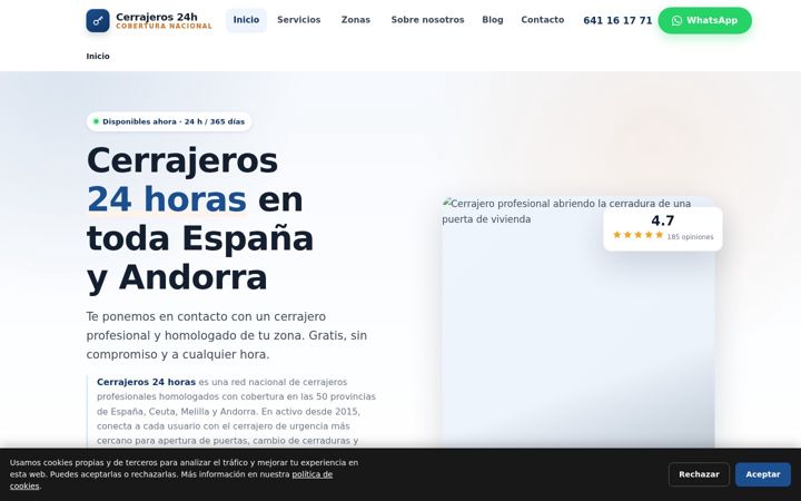 Ekrano kopija cerrajeros24.es