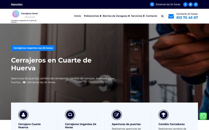 Ekrano kopija cerrajeroscuartehuerva.es