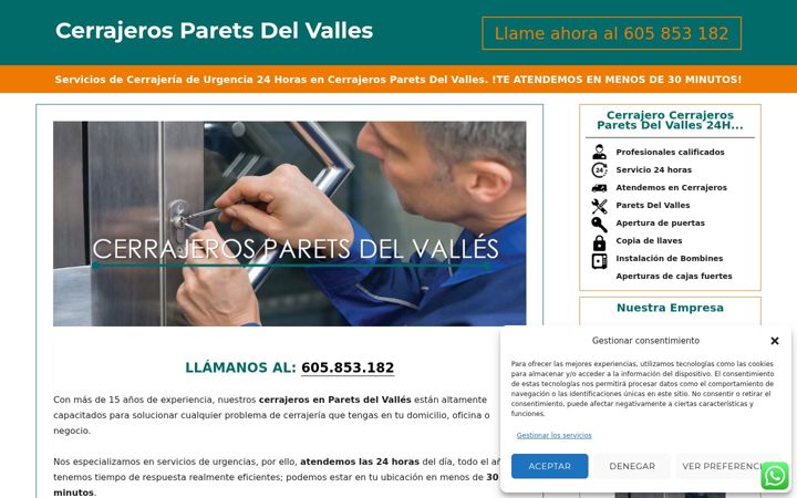Screenshot of cerrajerosparetsdelvalles.es