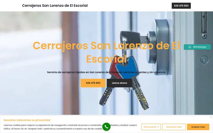 Screenshot of cerrajerossanlorenzodeelescorial.com.es