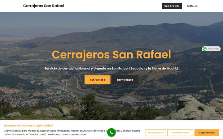 Snímek obrazovky cerrajerossanrafael.com.es