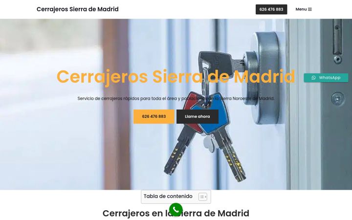 Snímek obrazovky cerrajerossierrademadrid.com.es