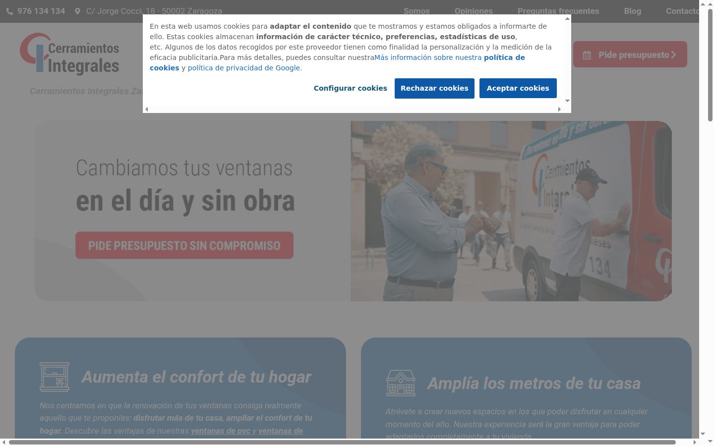 Screenshot of the consent banner shown before any interaction