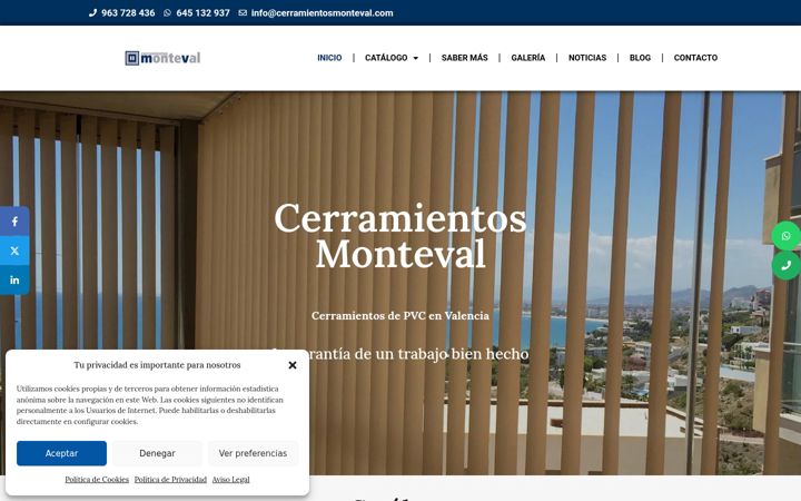 Capture d'écran de cerramientosmonteval.es
