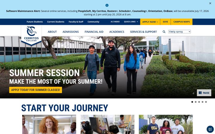 Screenshot of cerritos.edu