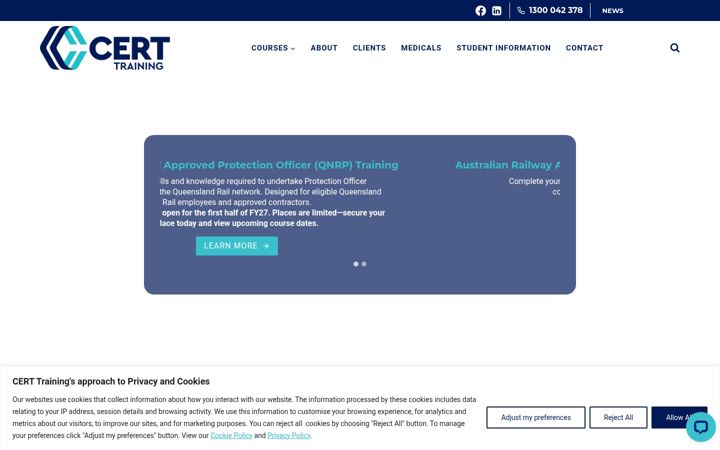 Skjámynd af cert.edu.au