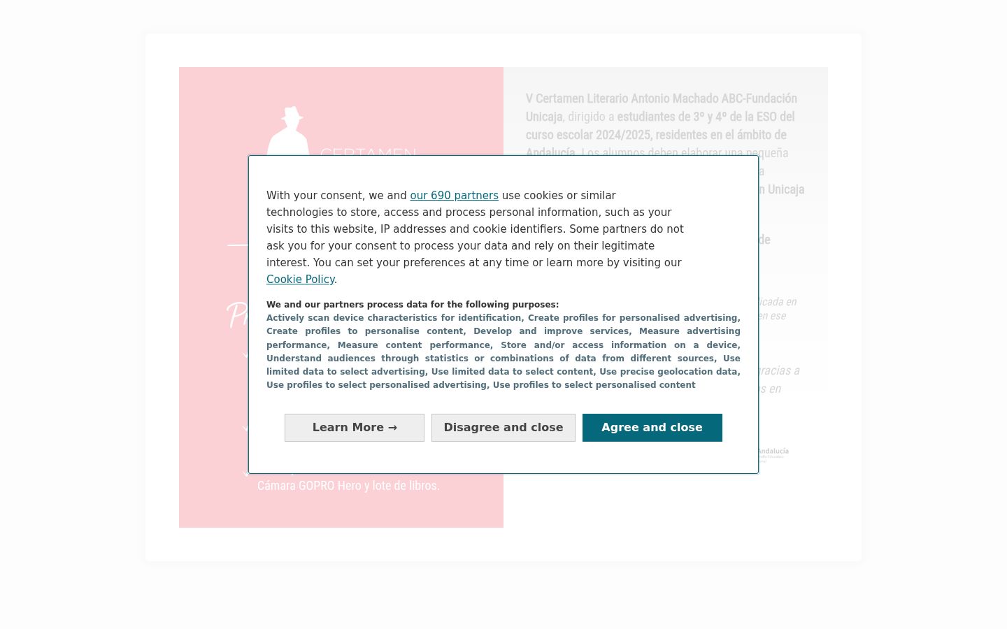 Screenshot van de toestemmingsbanner zoals getoond vóór enige interactie