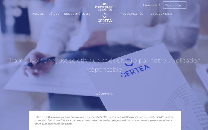 Skærmbillede af certea-commissairedejustice.fr