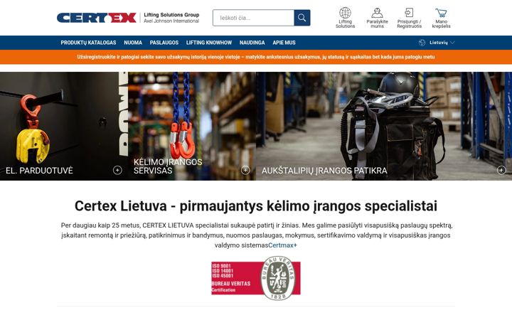 Екранна снимка на certex.lt