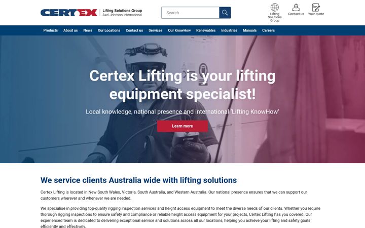 Skjámynd af certexlifting.com.au