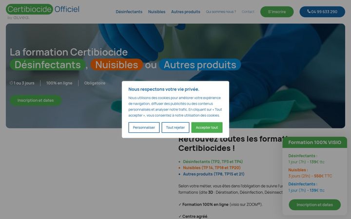 Skærmbillede af certibiocide-officiel.fr
