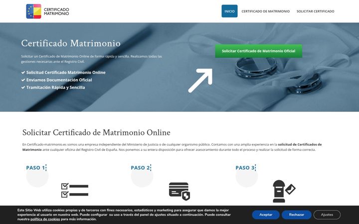 Capture d'écran de certificado-matrimonio.es
