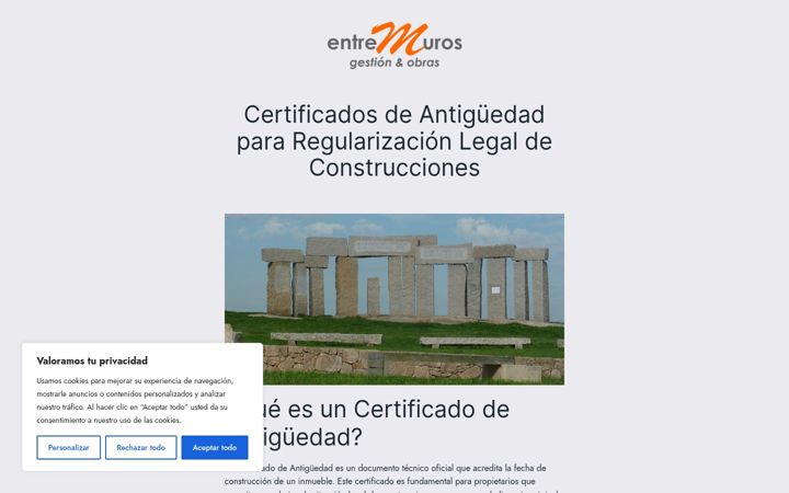 Capture d'écran de certificadoantiguedad.es