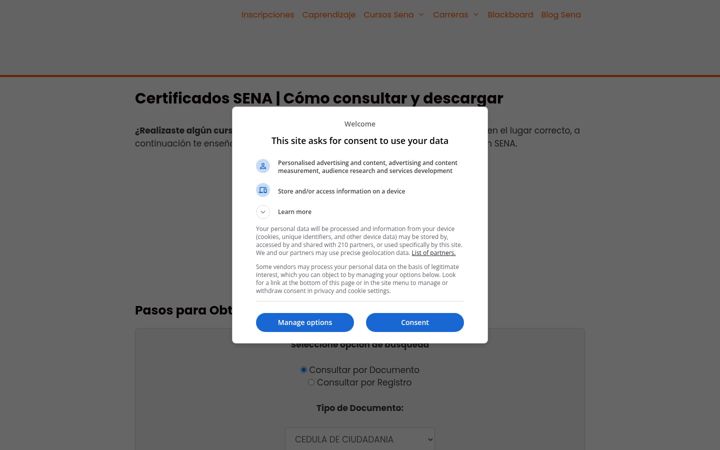 Screenshot ta' certificadosena.net
