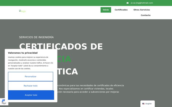 Capture d'écran de certificadosenergeticoscanarias.es
