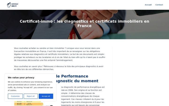 Skærmbillede af certificat-immo.fr