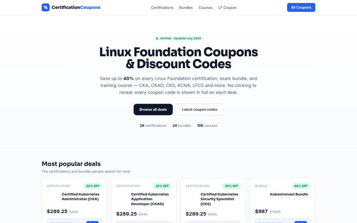 Képernyőkép: certificationcoupons.io