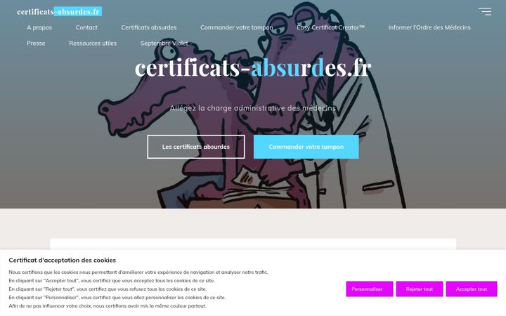 Screenshot di certificats-absurdes.fr