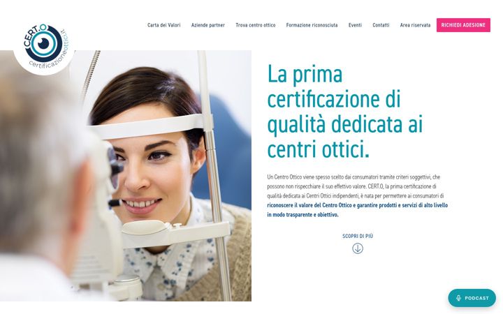 Captura de pantalla de certificazioneottici.it