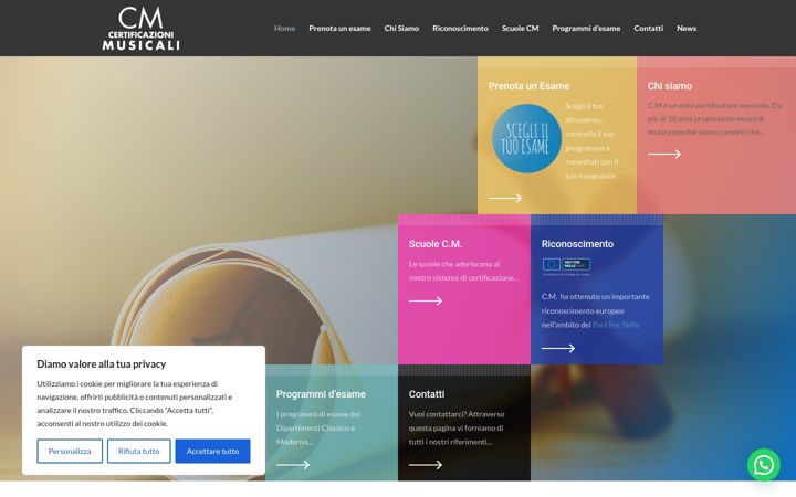 Captura de pantalla de certificazionimusicali.it