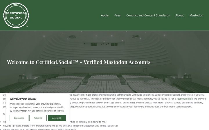 Screenshot of certified.social
