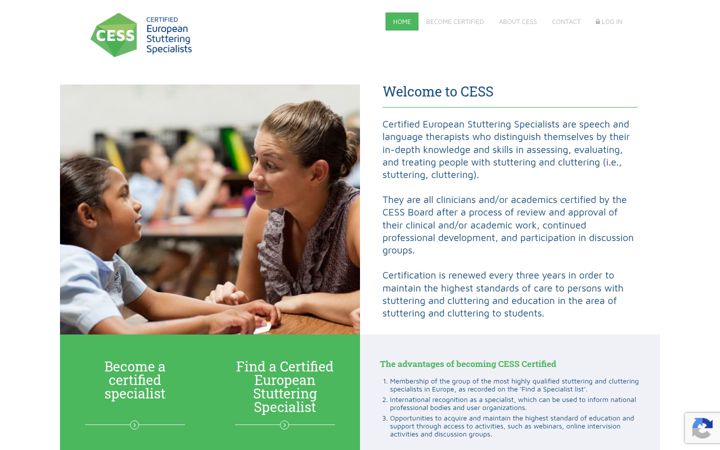 Screenshot of certifiedeuropeanstutteringspecialists.eu
