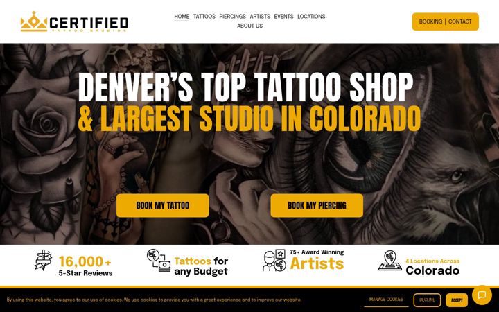 Екранна снимка на certifiedtattoo.com