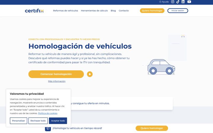 Ekrano kopija certifix.es