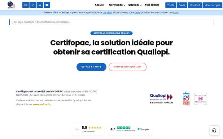 Screenshot di certifopac.fr