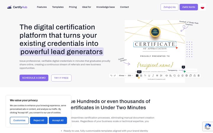 Screenshot ta' certifyhub.net