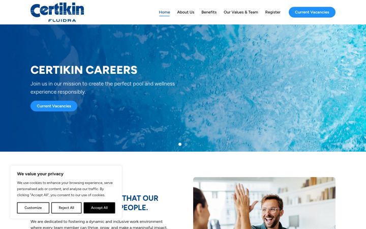 Capture d'écran de certikincareers.co.uk