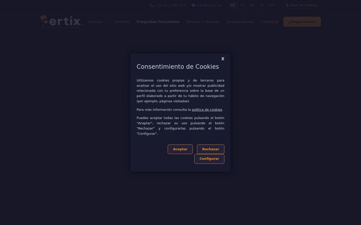 Ekrano kopija certix.es