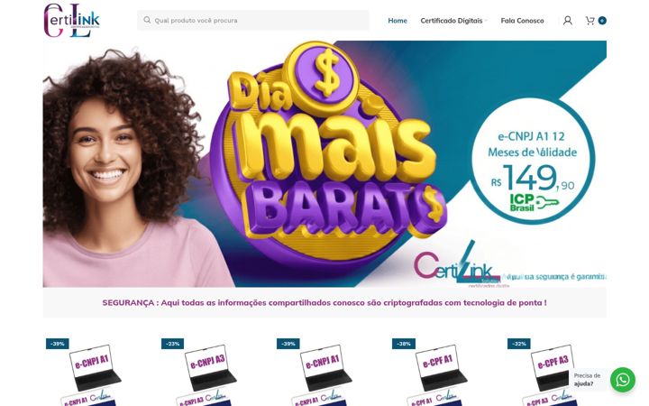 Ekrano kopija certlink.com.br