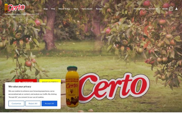 Capture d'écran de certo.co.uk