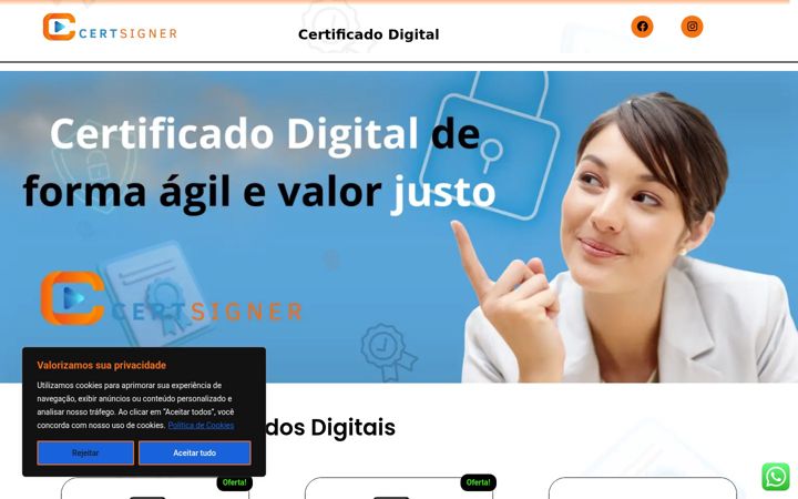 Ekrano kopija certsigner.com.br
