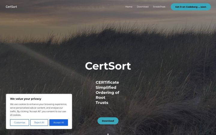 Zrzut ekranu certsort.org