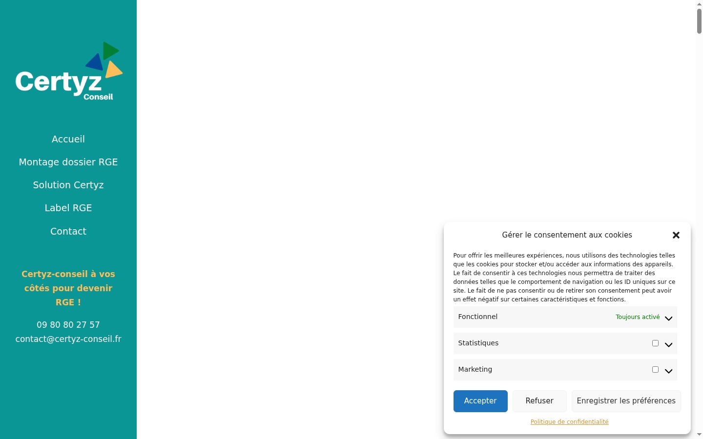 Screenshot of the consent banner shown before any interaction