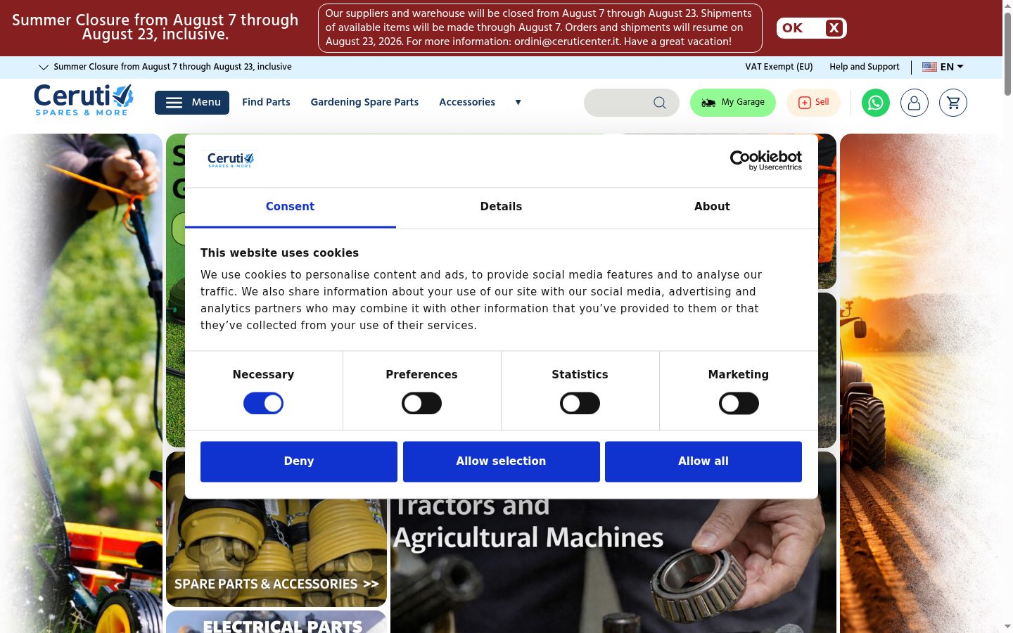 Screenshot of the consent banner shown before any interaction