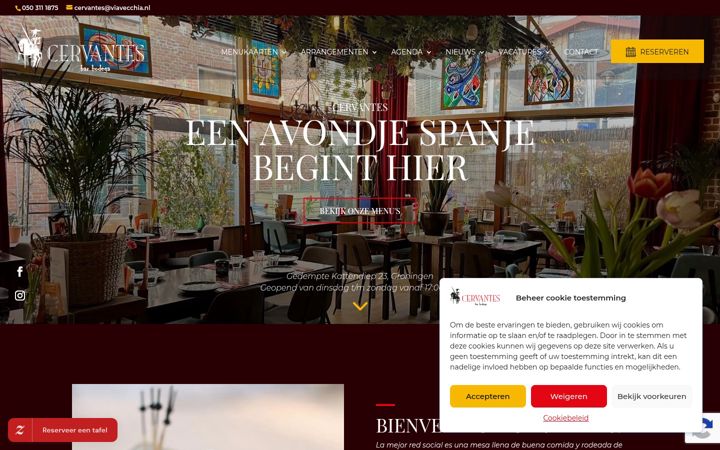 Posnetek zaslona cervantesgroningen.nl