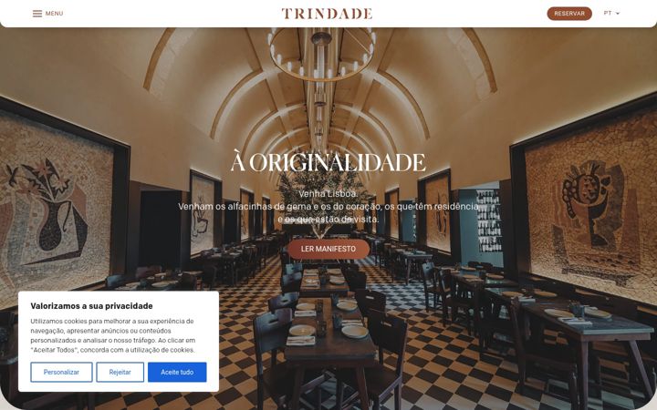 Kuvakaappaus sivustosta cervejariatrindade.pt