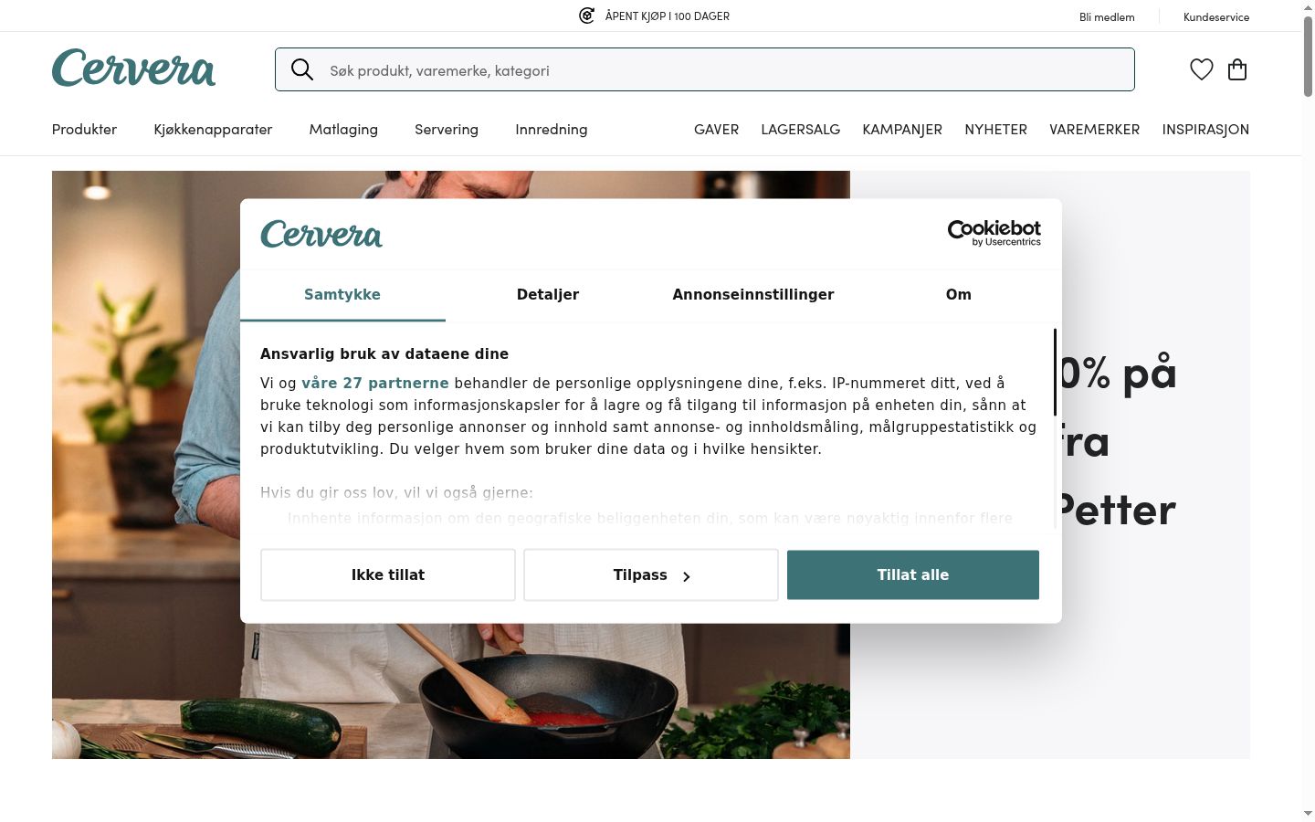 Screenshot tal-banner tal-kunsens muri qabel kwalunkwe interazzjoni