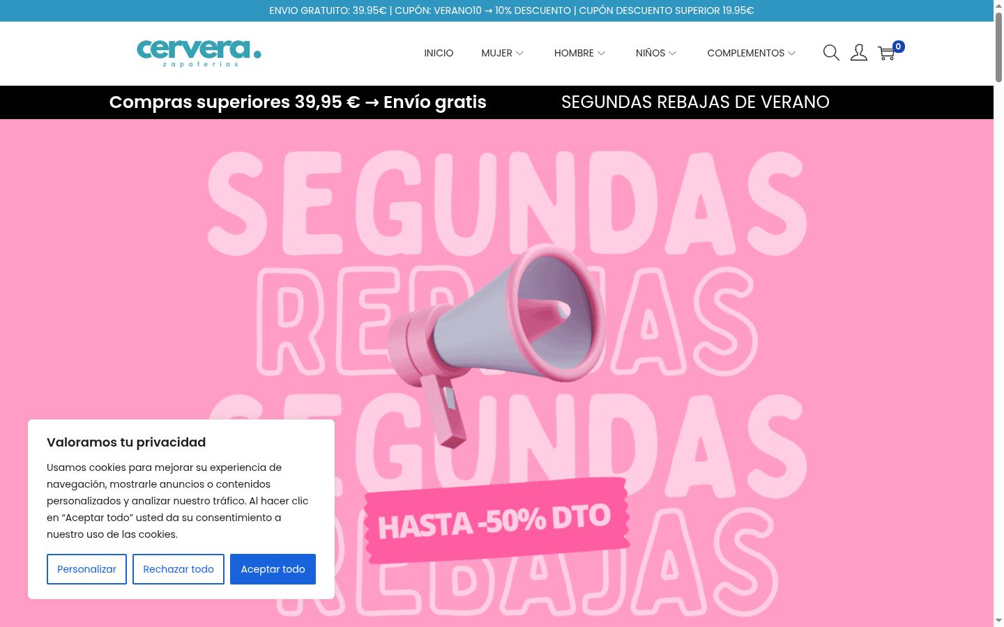 Capture d'écran de la bannière de consentement affichée avant toute interaction