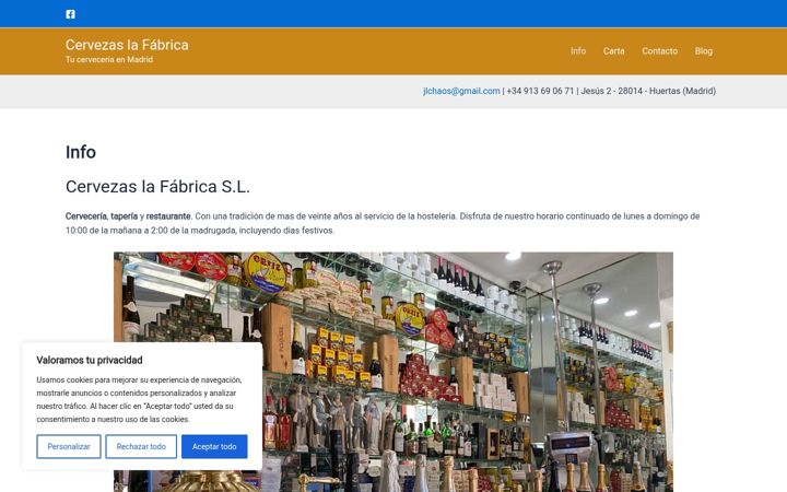 Capture d'écran de cervezaslafabrica.es
